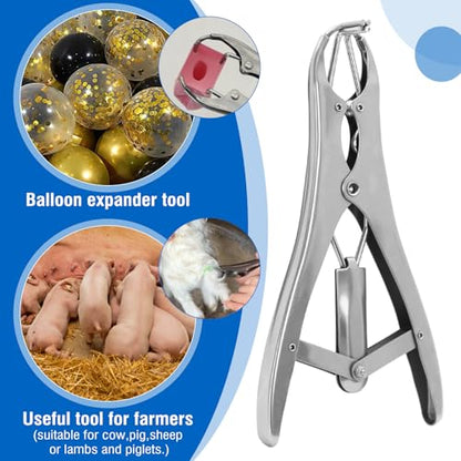 Goat Banding Kit Stainless Livestock Steel Expander Tool with 300pcs Rubber Bands and Expander Plier Balloon Expander Pliers Tool for Lambs Goats Piglets Calves, Humane Livestock Handling