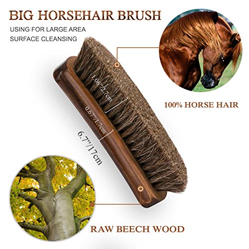 TAKAVU Shoe Shine Kit 4pcs, 100% Horse Hair, Polish & Crepe Suede Brush