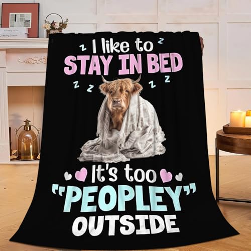 Highland Cow Blanket, Soft Plush Fleece Animal Throw Blanket - Cozy Warm Stuff Blankets Bedding Funny Cow Gifts for Women Girls Kids Adults 40"X50" - color: Highland Cow, size: 50"x40"