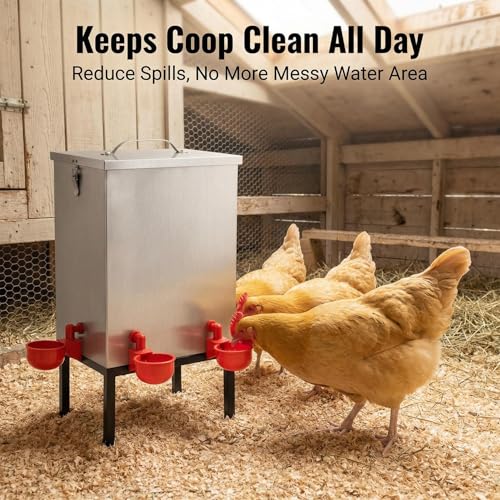 3 Gallon Chicken Waterer with Cups & Nipples, Stainless Steel