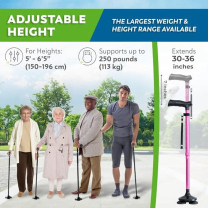 HONEYBULL Walking Cane for Men & Women, Foldable Free Standing Cane - color: Pink