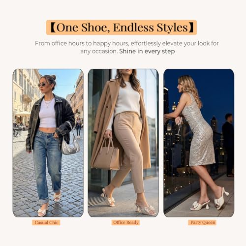 Women's Square Toe Twisted Strap Mules Open Toe Sculptural Kitten Heels Backless Slip On Sandals with Memory Foam - color: Beige Strappy, size: 8