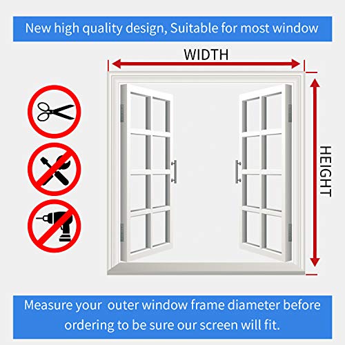 NeatiEase Adjustable DIY Magnetic Window Screen Max 55InchH x 36InchW Fits Any Size Smaller with White Frame Fiberglass Mesh - size: 55"x36"