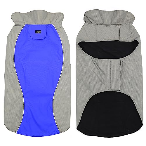 Vizpet Dog Raincoat Waterproof Coats,Dog Jacket High Visibility Warm Vest Dog Clothes for Small Medium Large Dogs (Blue-XL) - size: Blue-XL