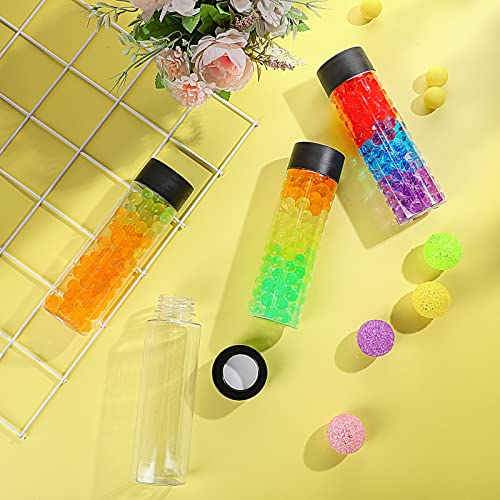Tanlade Clear PET Plastic Sensory Bottles Empty - color: Black Lid, size: 12 fl oz (350 ml)