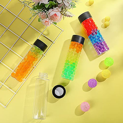 Tanlade Clear PET Plastic Sensory Bottles Empty - color: Black Lid, size: 12 fl oz (350 ml)