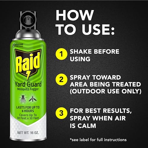 Raid Yard Guard Mosquito Fogger for Outdoor Yard Patio Deck and Garden Mosquito Control Aerosol Spray 16 Ounce (Pack of 2) - size: 16 Ounce (Pack of 2)