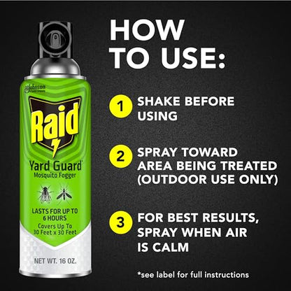 Raid Yard Guard Mosquito Fogger for Outdoor Yard Patio Deck and Garden Mosquito Control Aerosol Spray 16 Ounce (Pack of 2) - size: 16 Ounce (Pack of 2)