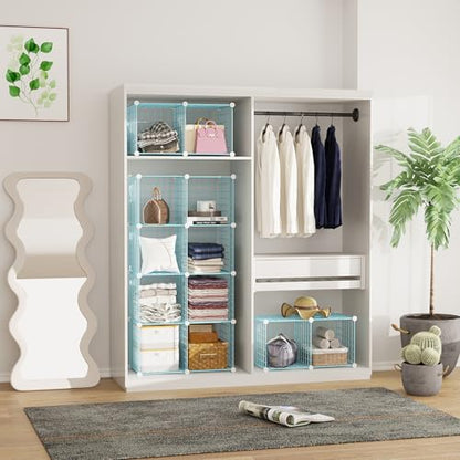 C&AHOME Wire Cube Storage, 12 - Cube Organizer Metal C Grids, Closet, Blue - color: Blue