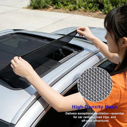 Car Sunroof Sunshade, 25.6"×39.4" Magnetic Car Roof Mesh Screen Blocks UV Rays & Heat, Breathable Sunroof Shade Protection Cover for Vehicle Camping Overnight Sleeping - color: Sunroof, 1 PCS