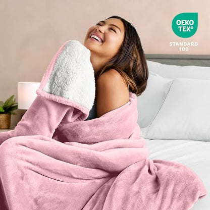 Bare Home Sherpa Fleece Blanket (Twin/Twin XL, Light Pink) | Reversible Blanket for Bed, Sofa, and Couch, Warm & Lightweight, Fluffy & Soft - color: 22 - Light Pink, size: Twin/Twin XL