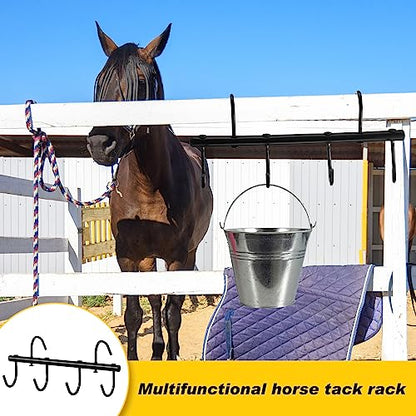 Dunzy 2 Pcs Black Tack Rack with Swivel Hooks 6 Hook Horse Trailer Organizer Portable Tacks Hangers Hanging Bridle for Horse Tack Holder Stall Barn and Fence Trailer Accessories - style: 6 Hooks Style