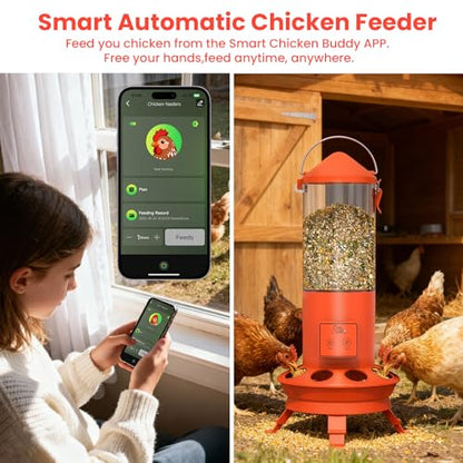 Automatic Chicken Feeder, Smart Chicken Coop Accessories, APP Smart Remote Control Chicken Feeders No Waste, Preset Feeder Schedule, 9 Chicken Feeder Port, Professional Poultry Feeding Equipment