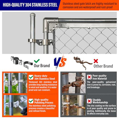Heavy Duty Stainless Steel 1-3/8" x 1-3/8" Chain Link Fence Gate Fork Latch with Hole for Padlock（Fit 1 3/8" Gate Frame） 1Pack - size: 1-3/8''x1-3/8''-1P