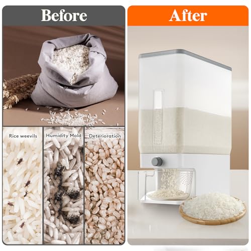Lifewit Rice Dispenser 25 Lbs, Airtight Storage with Measuring Cup, Clear - color: Clear