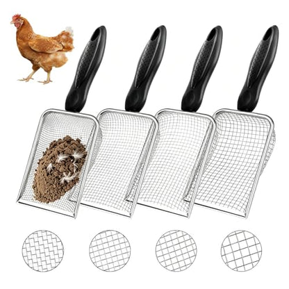 4 Pack Chicken Poop Scooper, 4" Metal Mesh Shovel - size: 4" 4 Set