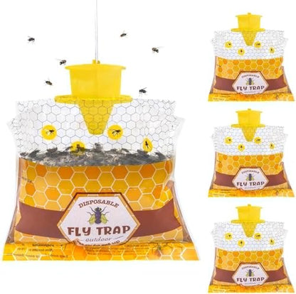 Disposable Hanging Fly Traps Outdoor Bags with Dissolvable Bait-4 Pack - size: 4 Packs