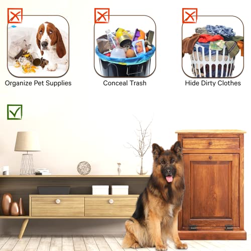 Peaceful Classics Wooden Tilt Out Trash Cabinet with Drawer, Cherry - color: Cherry, style: With Drawer