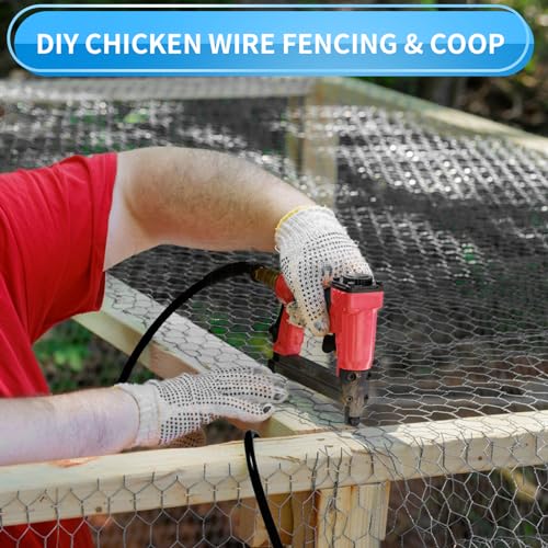 60'' x 150' Black Chicken Wire Mesh Fence, 20 Gauge Galvanized Poultry Netting and 1 inch Garden Mesh Fence Roll, Chicken Wire for Floral Arrangements/Crafts/Farm/Livestock/Pet Protection - size: 20 gauge 60'' x 150'