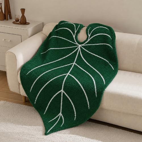 Leaf Sherpa Blanket Large – Soft Throw for Sofa & Bed - size: Large
