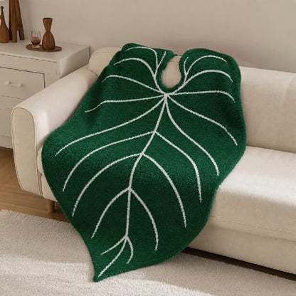 Leaf Sherpa Blanket Large – Soft Throw for Sofa & Bed - size: Large