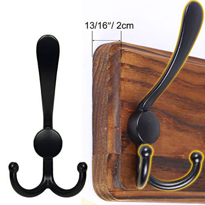 SKOLOO Rustic Coat Rack Wall Mount, 10 Hooks, 38.6'' Long, Solid Wood,Brown - color: Brown Plate & Black Hook, size: 1 Item-10 Hooks