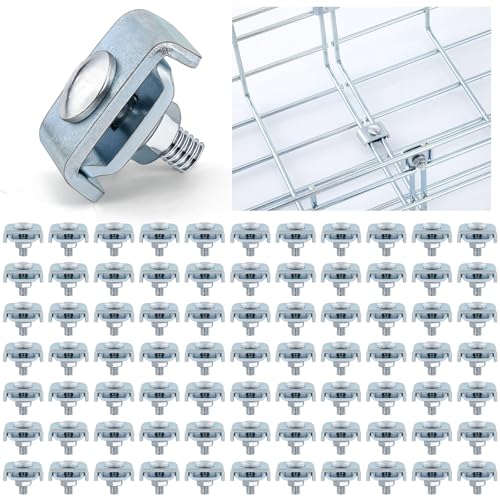 Zonon 100 Pcs Wire Grid Wall Connectors Cattle Panel Clips Cable Tray Clips | Galvanized Basket Tray Splice Kit, Cattle Panel Joining Set, Wire Mesh Cable, End to End Connector, 0.16 x 0.24 Inch Diameter