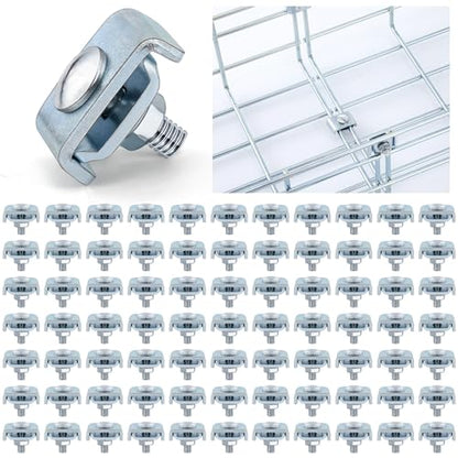Zonon 100 Pcs Wire Grid Wall Connectors Cattle Panel Clips Cable Tray Clips | Galvanized Basket Tray Splice Kit, Cattle Panel Joining Set, Wire Mesh Cable, End to End Connector, 0.16 x 0.24 Inch Diameter