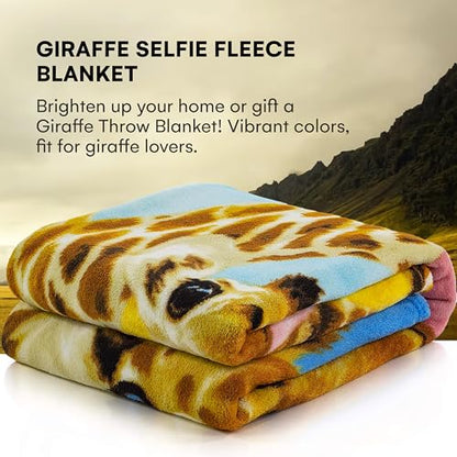 Dawhud Direct Giraffe Fleece Throw Blanket, 50" x 60", Polyester, Animal Print, Multicolor, Unisex, Adult/Kid, Winter, Durable, Camping, Gift