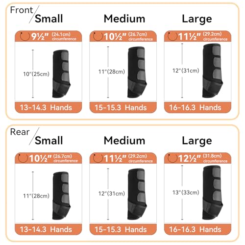 4 Pcs Horse Sport Boots - Neoprene Protective Breathable Comfy Mesh All-Round Lower Limb Protection & Support for Jumping Trail Riding Endurance Training and Performance - size: ‎Large / Full
