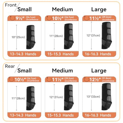 4 Pcs Horse Sport Boots - Neoprene Protective Breathable Comfy Mesh All-Round Lower Limb Protection & Support for Jumping Trail Riding Endurance Training and Performance - size: ‎Medium / Cob