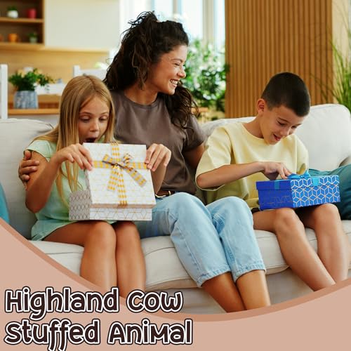 Highland Cow Stuffed Animal, 8 Inch Cute Country Cow Plush Toy with Guitar and Cowboy Hat, Soft Kawaii Plushie Pillow Gifts for Kids Boys Girls, Farm Animal Decor for Christmas Birthday Holiday - style: Country Cow