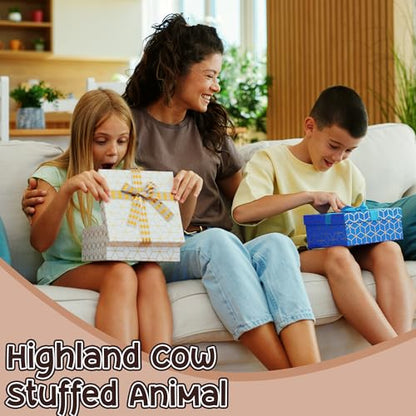 Highland Cow Stuffed Animal, 8 Inch Cute Country Cow Plush Toy with Guitar and Cowboy Hat, Soft Kawaii Plushie Pillow Gifts for Kids Boys Girls, Farm Animal Decor for Christmas Birthday Holiday - style: Country Cow