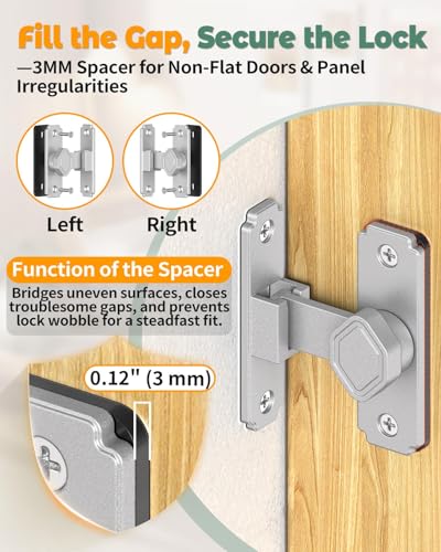 90 Degree Barn Door Lock, Sliding Door Latch, Silver, 1 Pack - color: Silver-1PC
