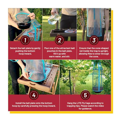 1 Flies Inn LITE Fly Cage Ranch Fly Trap with 2 Flies Inn Fly Bait Refill, Low Odor, Reusable, Built to Last for Years (6 Traps + 72 Baits, 1) - style: 6 Traps + 72 Baits