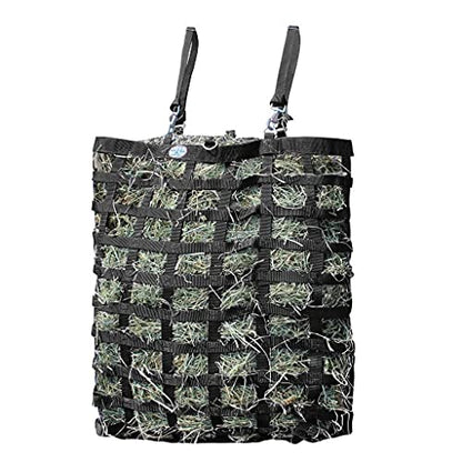 Horse Tough Super Tough Bottom Three Sided Slow Feed Hay Bag Opening 3" X 3" Size 22" X 25.5" X 9" - color: Black
