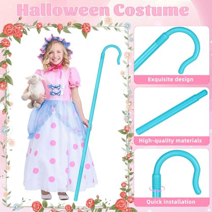 Servllcell Shepherd Staff Prop,Plastic Shepherd Hook Staff Stick Cane Costume Accessory,Halloween Staff Cosplay - color: Blue