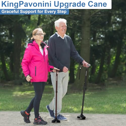 KingPavonini Walking Cane for Men Women Stability, Self Standing - color: Walnut