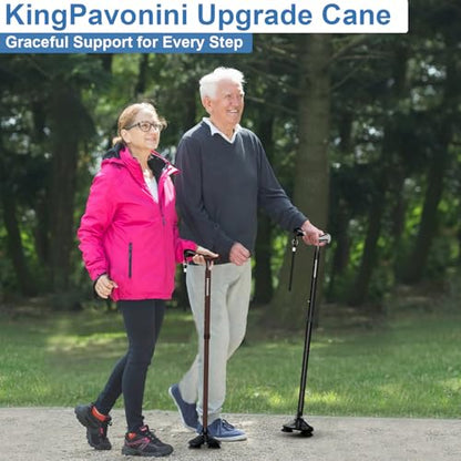 KingPavonini Walking Cane for Men Women Stability, Self Standing - color: Walnut