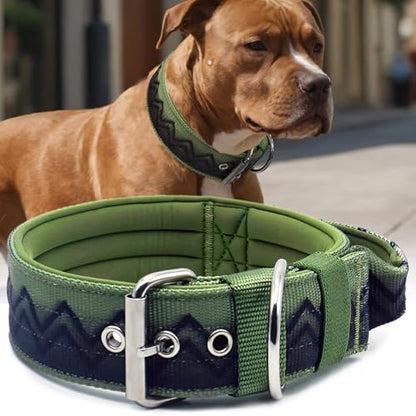 Dog Collar for Large Dogs,2 in Wide Heavy Duty,Pressure-Relief Padded, C-L - color: Night Jungle, size: L