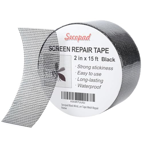Secopad 2" x 180" (15FT) Screen Repair Tape, Screen Repair Kit, Black - color: Black, size: 2IN x 15FT