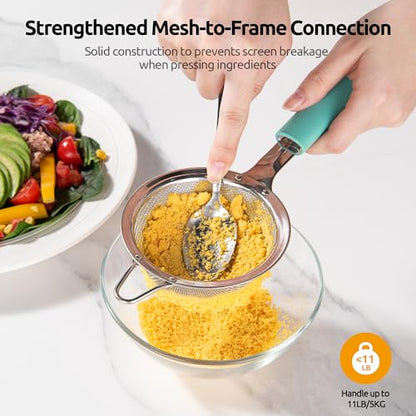 U-Taste Fine Mesh Strainer, 18/8 Stainless Steel Sieve 30 Mesh, S/Aqua Sky - color: (1) Aqua Sky, size: S-3.35in