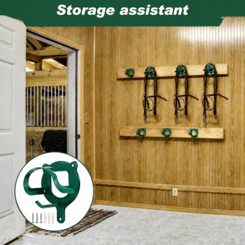 Dunzy 6 Pcs Bridle Hooks Horse Bridle Rack, Dark Green - color: Dark Green