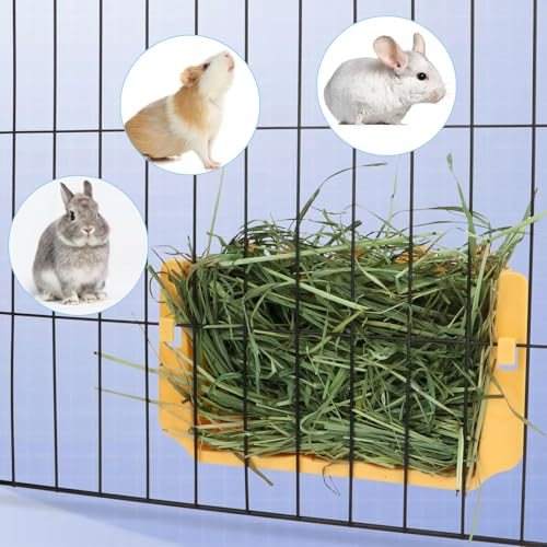 Hypeety Rabbit Hay Feeder Automatic Hay Rack for Guinea Pigs, Yellow, 2pcs - color: Yellow, size: 2pcs