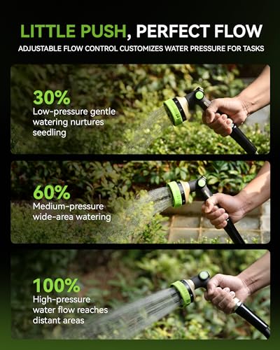 RAINPOINT Hose Sprayer Nozzle Heavy Duty - 8 Spray Patterns Garden Hose Nozzle with Adjustable Flow Control for Watering Plants, Washing Cars,Washing Pets, Thumb Control (Green) - color: Green