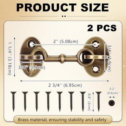 2 Pieces 2.75 Inch Brass Hook and Eye Latch Gate Door Latch, Bronze - color: Bronze, size: 2.75 Inch