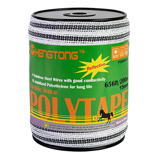 Reflective Electric Fence Poly Tape 3/5" 656ft 4 SS Wires Horse