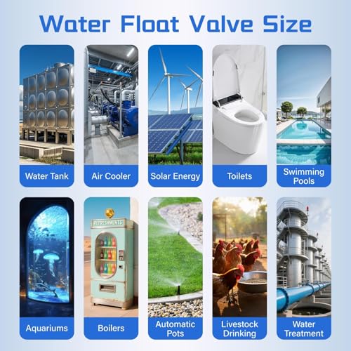 2Pcs 1/2" Aquapulse Top Inlet Water Aqua Pulse Float Valve, Automatic Water Level Control System, Aqua Pulse Mini Water Float Valves for Garden Hoses, Water Tank, Livestock Tough, Swimming Pool - size: 1/2" Top Inlet