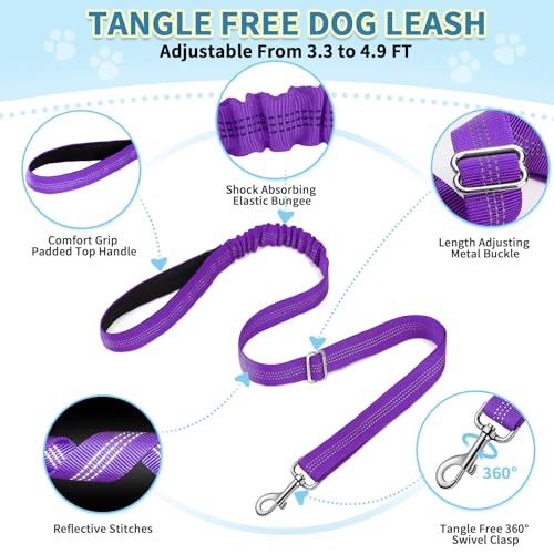 SlowTon No Pull Small Dog Harness and Leash Set with Front Clip | Soft Padded, Neck & Chest Adjustable, Lightweight, Anti-Twist, Puppy Vest Harness Pet Lead Combo for Small Medium Dog, PU XS - color: Purple, size: X-Small