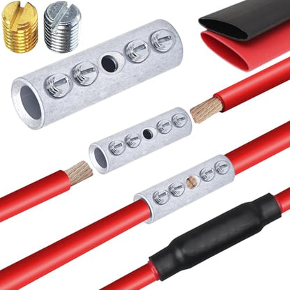 8 Gauge Wire Butt Connectors 10 PCS Tinned Brass Mechanical Butt Splice Connectors Kit 8 AWG Mechanical Repair Splice Kit Splice Screw Sleeves 10 PCS Mechanical Splices & 3:1 Heat Shrinks - size: 8 Gauge, style: Mechanical Splice - Tinned Brass